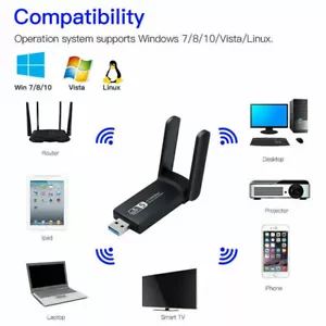 Dual Band High-Gain Antenna 802.11ac 1200Mbps USB3.0 AC1200 USB wifi Adapter New - Picture 1 of 9
