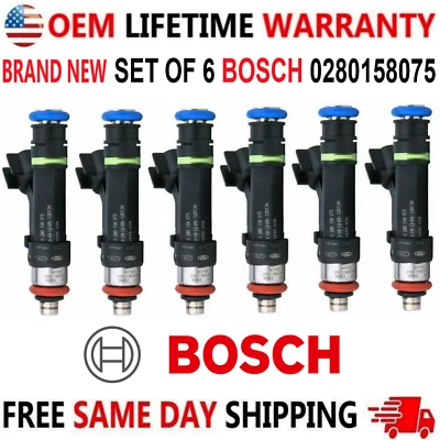 Brand NEW BOSCH Set of 6 Fuel Injectors for 2006-2009 Ford Mercury Lincoln 3.0L - Image 1 of 4