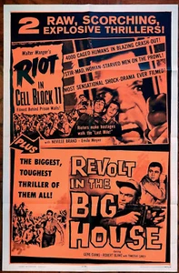 1965 Original Prison Double Feature Movie Poster Riot Cell #11 Big House Revolt - Picture 1 of 10