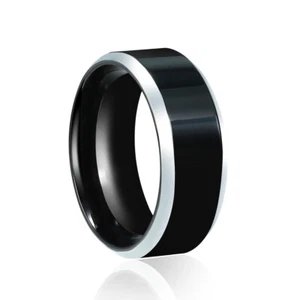 6/8mm Stainless Steel Black Ring Men Wedding Ring Bands Comfort fit Size M- Z7 - Picture 1 of 12