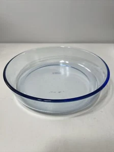 Plato para servir horno de 22 cm de diámetro de vidrio azul cobalto Pyrex de colección (827 D) RARO, BONITO - Imagen 1 de 9
