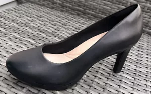 Scarpe donna Clarks Collection nere con tacco in pelle taglia 9 M NUOVE - Foto 1 di 5