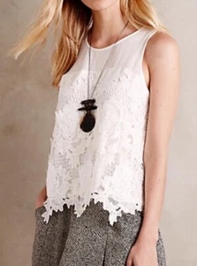 Anthropologie Greylin Women’s Small White Lace Boho Nareh Sleeveless Top NEW - Picture 1 of 6