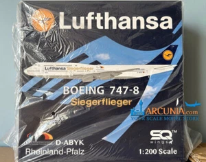 SQ Wings 1:200 Lufthansa Boeing 747-8i "Siegerflieger D-ABYK" Flaps Down L2087FD - Imagen 1 de 7