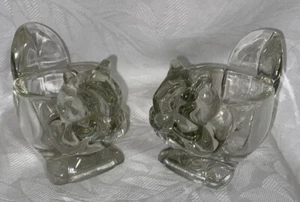 Set of (2) AVON Squirrel Votive Candle Holders / Vintage / Clear Glass - Picture 1 of 5
