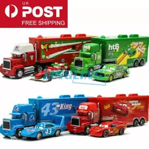 Disney Pixar Cars Saetta McQueen Jackson Storm Mack Camion Trasportatore + Auto Giocattoli - Foto 1 di 66