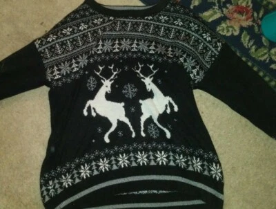 Hombres Mossimo Vacaciones Navidad Suéter Negro con Reno XL Cómodo Fiesta Foto 1 de 3