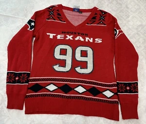 JJ Watt Houston Texans Christmas Sweater Bling Women’s Size M NFL Apparel - Picture 1 of 13