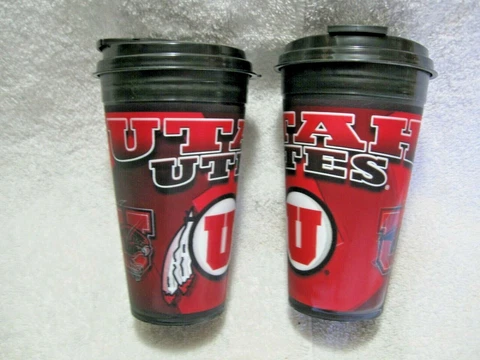 UTAH UTES Officially Licensed Collegiate 16oz Spirit Travel Cup & Lid 2 Pack!!! Cover