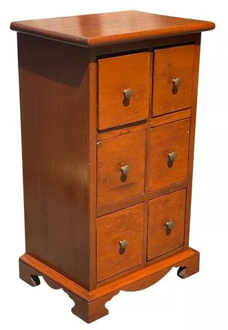 ANTIQUE QUEEN ANNE PENNSYLVANIA SIX DRAWER PINE SPICE CHEST / APOTHECARY CABINET Cover