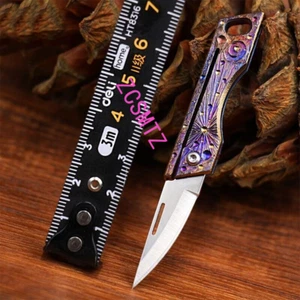 Mini D2 Titanium Keychain Klappmesser Brieföffner Werkzeug Outdoor Travel EDC - Bild 1 von 5