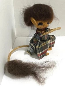 VINTAGE, WOODEN GIRL MOUSE, WITH THAT TROLL LOOK, 5" TALL - Picture 1 of 1