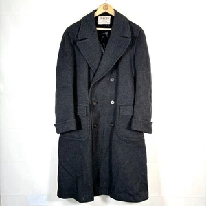 Jaeger Coat Mens Grey 48 Chest Vintage Double Breasted Military Overcoat Pea - Picture 1 of 17