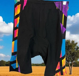 Pantaloncini bici Danskin Pro Misses medi neri con accenti colorati nuovi con etichetta - Foto 1 di 6