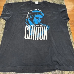 T-shirt vintage 1992 Bill Clinton Cure For The Blues punto singolo uomo L anni 90 - Foto 1 di 6