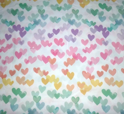 Sábana plana doble multicolor Pottery Barn Kids retro corazón algodón orgánico usada en excelente estado Foto 1 de 4