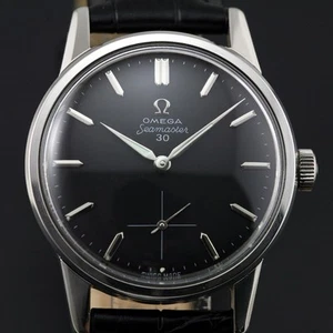 VINTAGE OMEGA SEAMASTER 30 CAL 268 SUB SECOND MANUAL WINDING BLACK MEN`S WATCH - Picture 1 of 18
