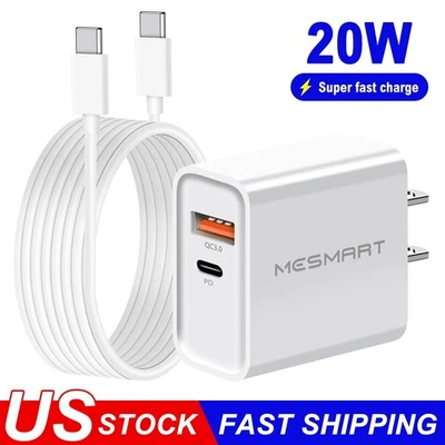 Cargador de pared 2 puertos USB tipo C 20 vatios QC3.0 + PD carga rápida apto para iPhone 16e 15 Foto 1 de 4