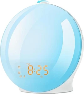 Wake-Up Light Alarm Clock Sunrise/Sunset, 9Min Snooze, Bedroom Night Lamp - Picture 1 of 7