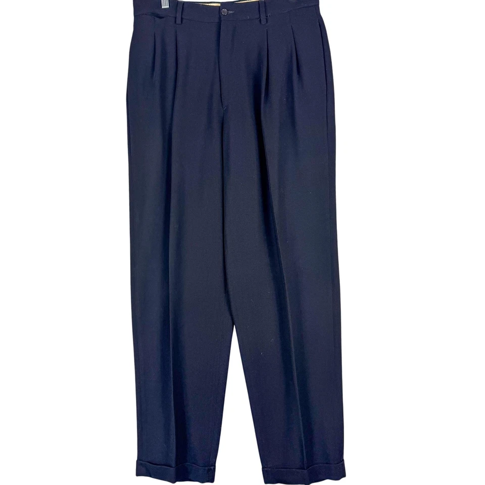 Pantalones de vestir plisados de lana negros 33R Banana Republic para hombre Italia 33x32 Foto 1 de 4