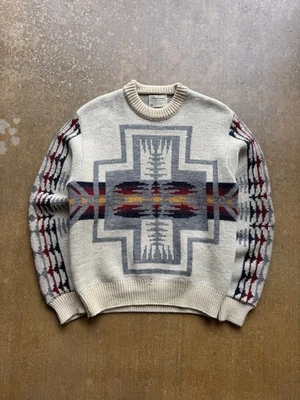 True VTG 70s PENDLETON Chief Joseph Harding Aztec Sweater Wool (L) USA Western - Image 1 of 4