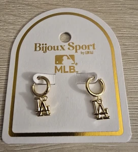 Bijoux Sport By Luv Aj MLB LA Dodgers Logo Charm Hoop Earrings - Picture 1 of 2