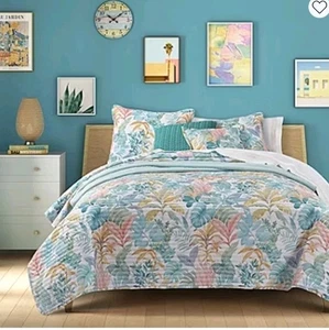 J Queen New York King Quilt Set Bahama Breezes 3 Piece - Picture 1 of 15