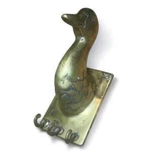 Toallero de cocina con cabeza de pato de metal de latón vintage para colgar en la pared 6,5" - Imagen 1 de 7