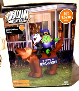 Gemmy, Airblown Inflatable, Howl-O-Ween Dog 5 Ft. Tall, LIGHTS UP, New Open Box - Picture 1 of 5