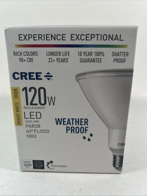 Cree 120W Bright White(3000k) 13.5w 40• Flood Weather Proof Light Bulb - Image 1 of 4
