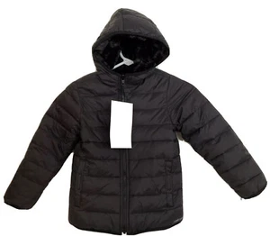 Lands’ End Kid's Jacket M 5-6 Hooded Black Reversible Thermoplume New - Picture 1 of 12