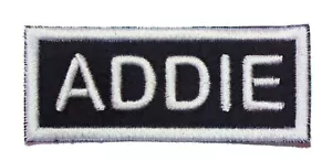 Custom Name Patch / Label | SEW-ON |Personalised| Two tone Black & White 8x3cm - Picture 1 of 24