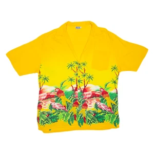 OPEL Mens Hawaiian Shirt Yellow Floral XL - Picture 1 of 6