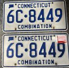 Vintage Connecticut License Plates Combination Pair White and Blue GC8449
