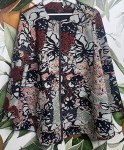 Chaqueta Bryn Walker Mujer Pequeña Lagenlook Arrugada Artística Floral Cremallera Bolsillos - Imagen 1 de 8