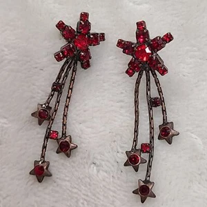 Vintage Sternschnuppe Ohrhänger mit roten Steinen - Bild 1 von 4
