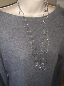 Collar largo de plata J CREW Statement Big Interlink Link NUEVO SIN ETIQUETAS nuevo 🙂223 - Imagen 1 de 5