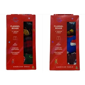 Neu mit Etikett American Eagle 3er Pack Flanell Boxer Unterwäsche Gr. XS-M-L Weihnachten rot grün - Bild 1 von 9