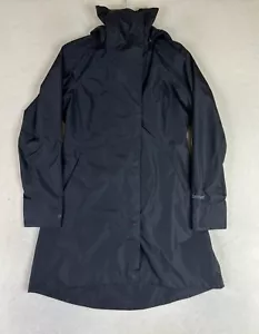 Marmot Rain Jacket Women's Small Black Full Zip Removable Hood Parka Length - Picture 1 of 14