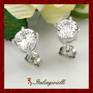 Orecchini Punto Luce 3,05 Kt Unisex Donna Uomo in Argento 925 rodiato Oro Bianco - Foto 1 di 8