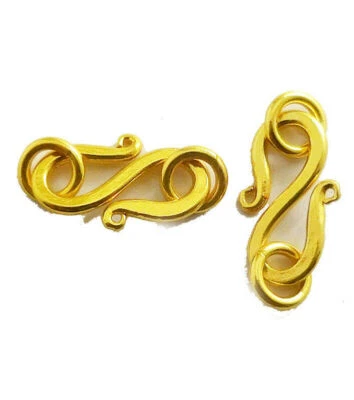 8 PCS 17X9MM SOLID COPPER S HOOK 18K GOLD PLATED 853 ATL-264 - Image 1 of 3