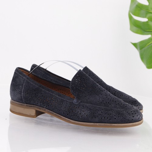 Mocassino donna Clarks Trish Calla taglia 7 5 blu navy scamosciato scarpe basse traforate