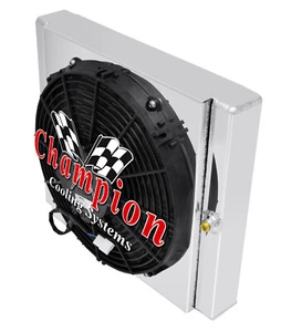 SZ Champion 1 Row 16x14" Dual Pass Drag Racing Radiator,Shroud,13" Fan,1.25,1.50 - Picture 1 of 8