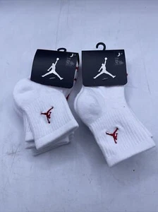 Nuevo Nike Air Jordan Jumpman Niños Crew Calcetines (2)3 Paquete Blanco Rojo Talla 7C a 10C XXS - Imagen 1 de 6