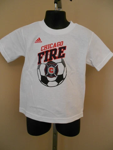 NEW W/TAGS MLS CHICAGO FIRE TODDLER 3T WHITE ADIDAS SCREEN PRINT SHIRT 13ZZ Cover