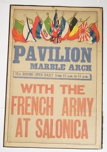 SELTEN WWI Pavillon Marmorbogen Wochenschau Poster 1915 UK Saloniki Feldzug 21 x 31 - Bild 1 von 6