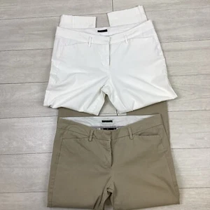 Worthington Ankle Pants 2 pair Khaki White Chino Skinny Women’s 8P Petite - Picture 1 of 7