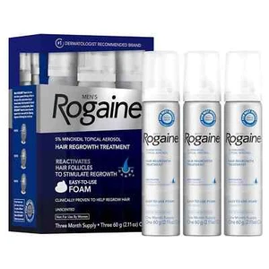 Rogaine Hair Regrowth For Men FOAM ES 2 OZ Bottles (Box has 3) - Picture 1 of 11
