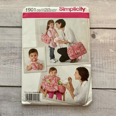 Simplicity 1901 Sewing Pattern Baby Accessories Bib Diaper Bag Chair Cover UNCUT - Image 1 of 3
