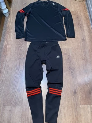 Adidas Response Men's Running Division Sweetshirt Tights Pants Set Large Black - Image 1 of 4